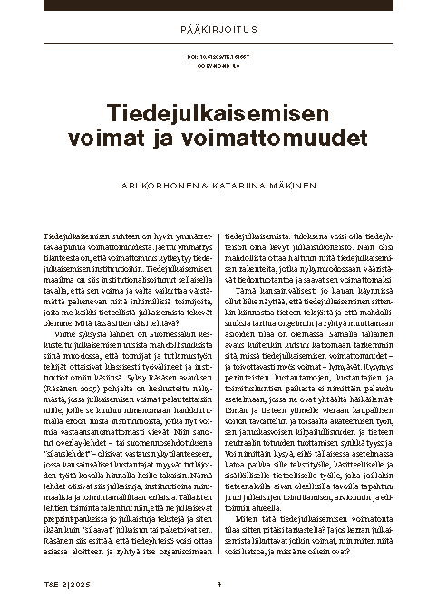 Tiedejulkaisemisen voimat ja voimattomuudet